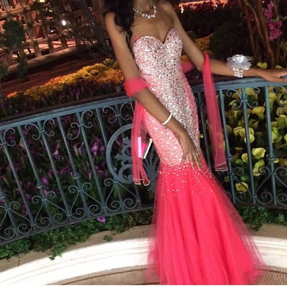 Pink / crystals all over PROM DRESS / GOWN